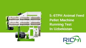 Prueba de funcionamiento de la peletizadora de alimentos para animales 5-6TPH en Uzbekistán